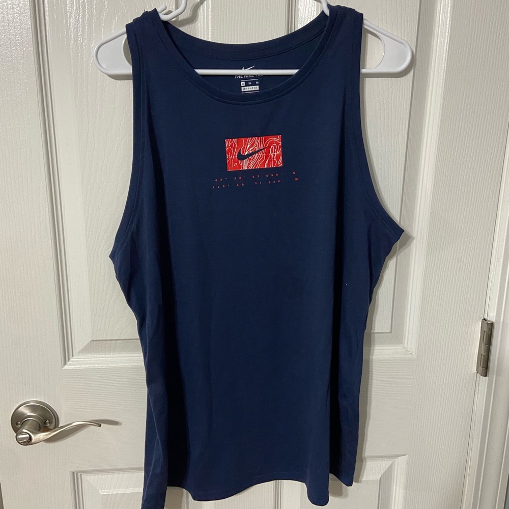 Nike Navy Dri-Fit Tank Top with Red logo